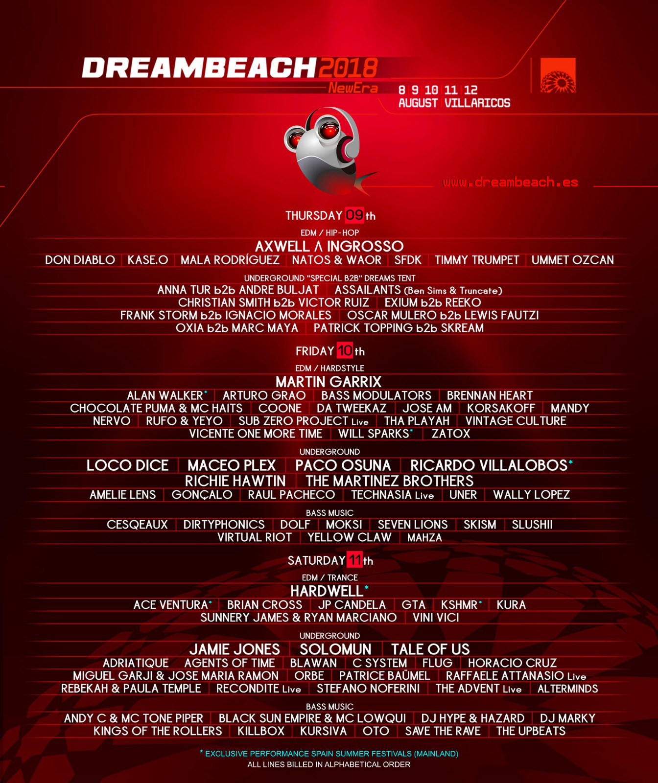 cartel Dreambeach villaricos 2018